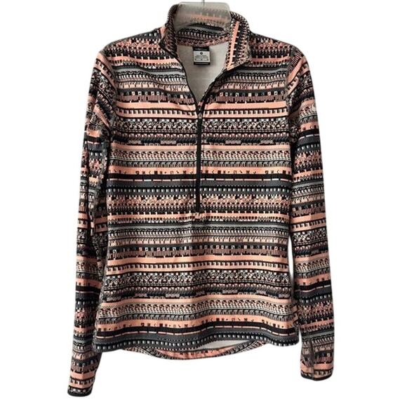 Nike Pro Dri-FIT 1/2 Zip Pullover Women’s M Peach Gray Print Training Top - Picture 1 of 14